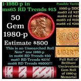 BU Shotgun Lincoln 1c roll, 1980-p 50 pcs Dunbar W