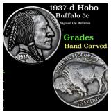 1937-d Hobo Buffalo Nickel 5c Grades Hand Carved