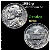 1984-p Jefferson Nickel 5c Grades GEM+ Unc