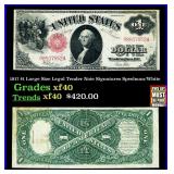 1917 $1 Large Size Legal Tender Note Grades xf Sig