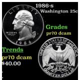 1986-s Proof Washington Quarter 25c Grades GEM++ P