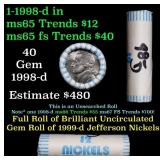 BU Shotgun Jefferson 5c roll, 1998-d 40 pcs Bank $