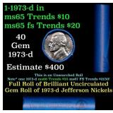 BU Shotgun Jefferson 5c roll, 1973-d 40 pcs Bank $