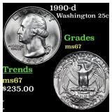 1990-d Washington Quarter 25c Grades GEM++ Unc