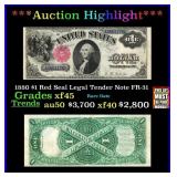 1880 $1 Red Seal United States Note Grades xf+ FR-