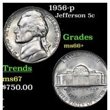 1956-p Jefferson Nickel 5c Grades GEM++ Unc