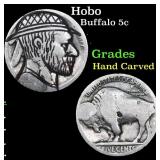 Hobo Buffalo Nickel 5c Grades Hand Carved