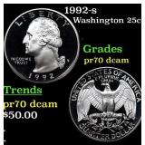 1992-s Proof Washington Quarter 25c Grades GEM++ P