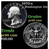 1970-s Proof Washington Quarter 25c Grades GEM++ P