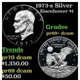 1973-s Silver Proof Eisenhower Dollar $1 Grades GE
