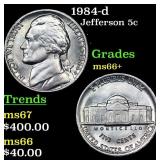 1984-d Jefferson Nickel 5c Grades GEM++ Unc