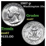 1967-p Washington Quarter 25c Grades GEM++ Unc