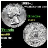 1989-d Washington Quarter 25c Grades GEM+ Unc
