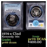 1974-s Clad Proof Kennedy Half Dollar 50c pr69 dca