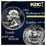 1951 Proof Washington Quarter 25c Grades GEM Proof