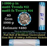 BU Shotgun Jefferson 5c roll, 1956-p 40 pcs Bank $