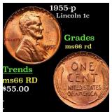 1955-p Lincoln Cent 1c Grades GEM+ Unc RD