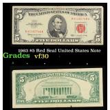 1963 $5 Red Seal United States Note Grades vf++