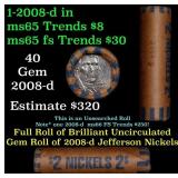 BU Shotgun Jefferson 5c roll, 2008-d 40 pcs Bank $
