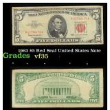 1963 $5 Red Seal United States Note Grades vf++