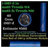 BU Shotgun Jefferson 5c roll, 1987-p 40 pcs Bank $
