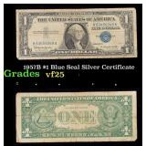 1957B $1 Blue Seal Silver Certificate Grades vf+