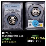 1974-s Proof Washington Quarter 25c pr69 dcam PCGS