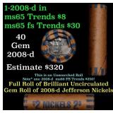 BU Shotgun Jefferson 5c roll, 2008-d 40 pcs Bank $