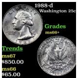 1988-d Washington Quarter 25c Grades GEM++ Unc
