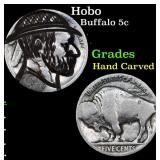 Hobo Buffalo Nickel 5c Grades Hand Carved