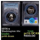 1974-s Proof Washington Quarter 25c pr69 dcam PCGS