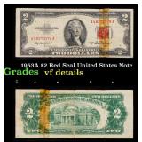 1953A $2 Red Seal United States Note Grades vf det