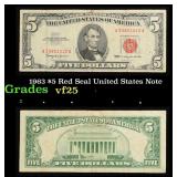 1963 $5 Red Seal United States Note Grades vf+