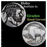 Hobo Buffalo Nickel 5c Grades Hand Carved