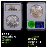 NGC 1887-p Morgan Dollar 1 Graded ms64 By NGC