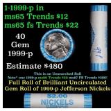 BU Shotgun Jefferson 5c roll, 1999-p 40 pcs Bank $
