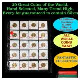 20 Great Coins of the World, hand selected, many t