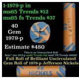 BU Shotgun Jefferson 5c roll, 1979-p 40 pcs Bank $
