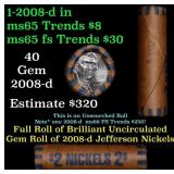BU Shotgun Jefferson 5c roll, 2008-d 40 pcs Bank $