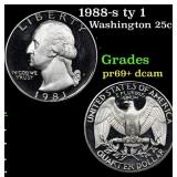 1988-s ty 1 Proof Washington Quarter 25c Grades GE