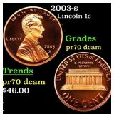 2003-s Proof Lincoln Cent 1c Grades GEM++ Proof De