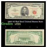 1963 $5 Red Seal United States Note Grades vf++