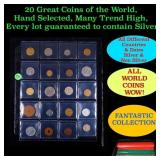 20 Great Coins of the World, hand selected, many t