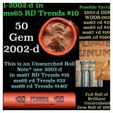 BU Shotgun Lincoln 1c roll, 2002-d 50 pcs Bank Wra