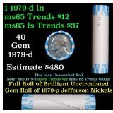 BU Shotgun Jefferson 5c roll, 1979-d 40 pcs Bank $