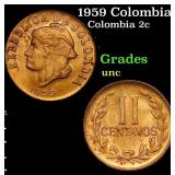 1959 Colombia 2 Centavos KM#214 Grades Brilliant U