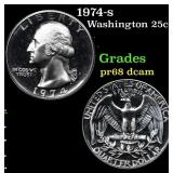 1974-s Proof Washington Quarter 25c Grades GEM++ P