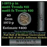 BU Shotgun Jefferson 5c roll, 1972-p 40 pcs Bank $