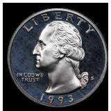 1993-s Proof Washington Quarter 25c Grades GEM++ P