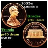 2002-s Proof Lincoln Cent 1c Grades GEM++ Proof De